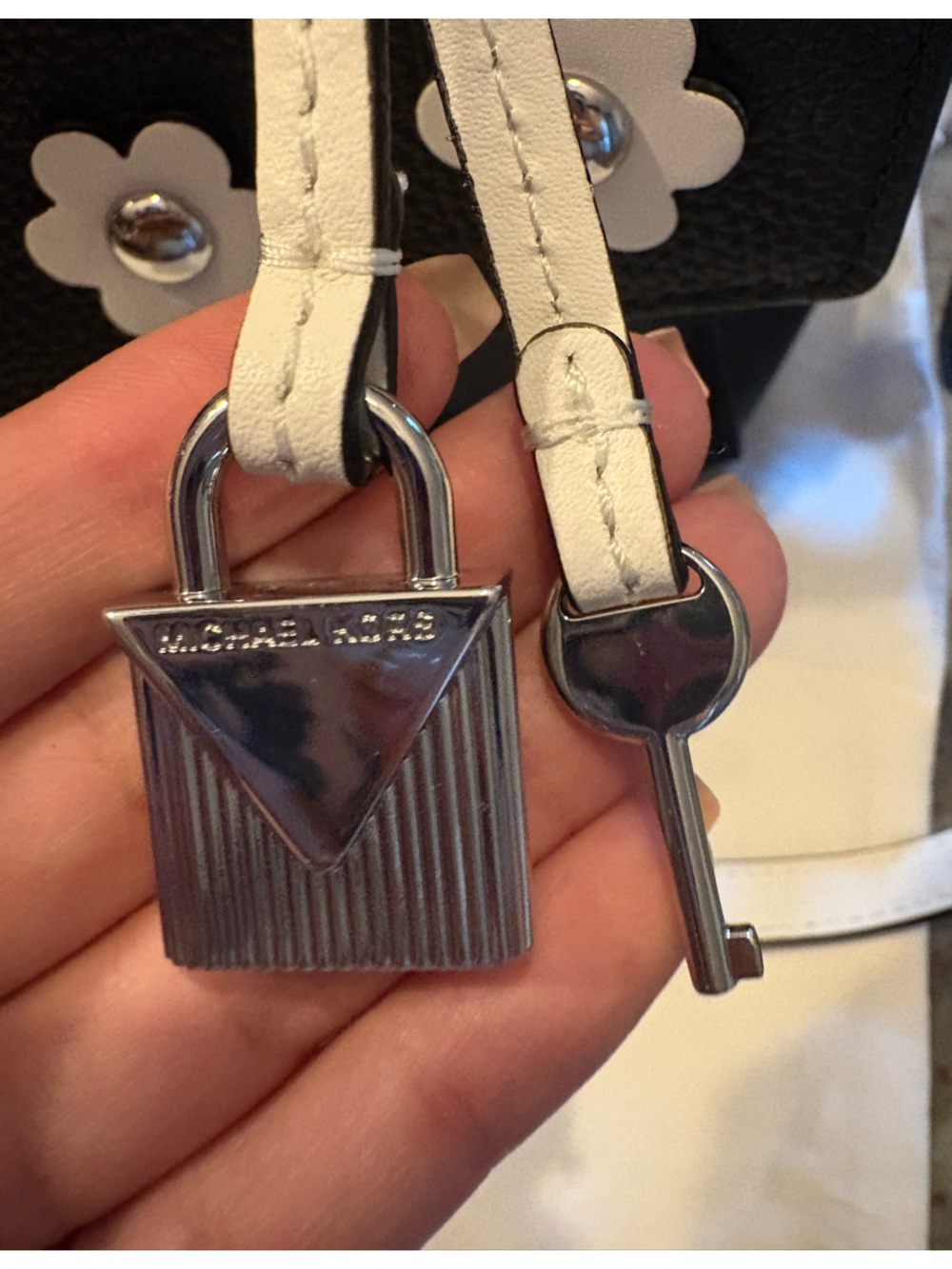 Michael Kors Floral Black and White Pebbled Leather Crossbody - Picture 5 of 14